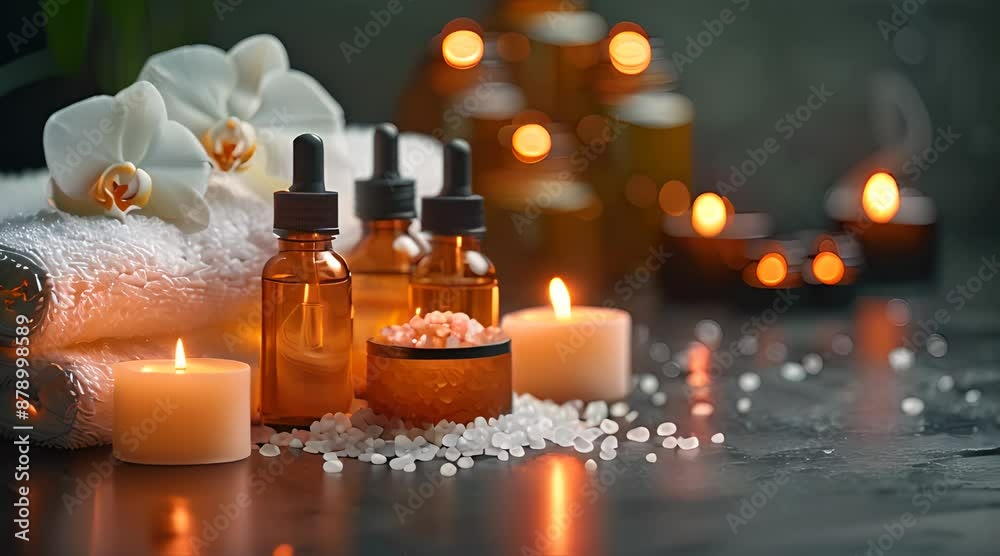 background showcasing a collection of luxurious spa products. background showcasing a collection of luxurious spa products.