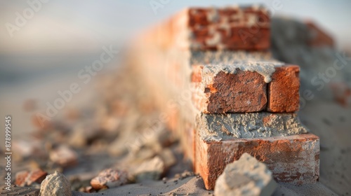 Evolution of a Brick Wall - Time-lapse Construction from Foundation to Completion in a Single Image