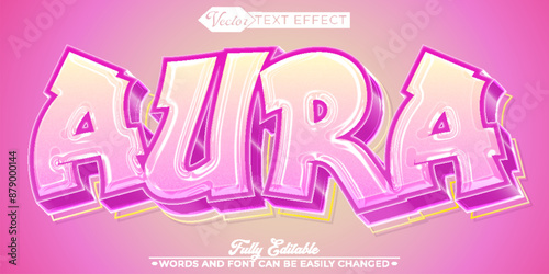 Meditation Shiny Graffiti Pink Aura Vector Editable Text Effect Template