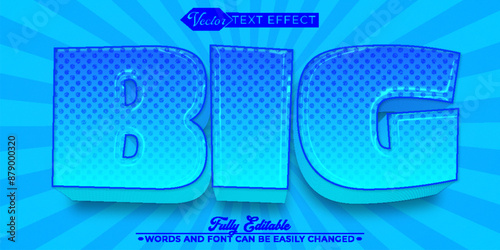 Cartoon Blue Big Vector Editable Text Effect Template