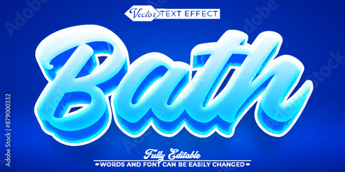Cartoon Blue Shower Bath Vector Editable Text Effect Template
