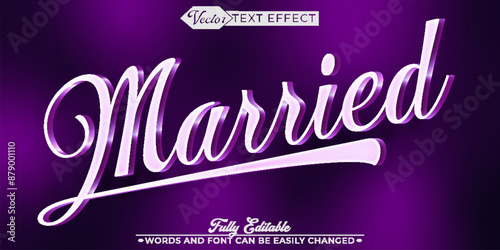 Luxury Elegant Purple Married Vector Editable Text Effect Template