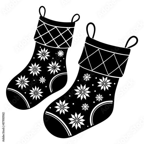create a  black Christmas Stockings vector, Christmas, sock, stocking