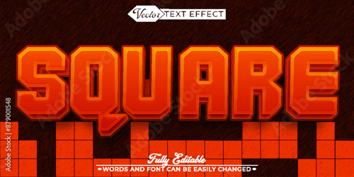 Orange Square Vector Editable Text Effect Template