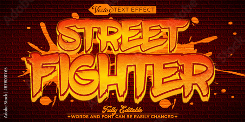 Orange Graffiti Street Fighter Vector Editable Text Effect Template