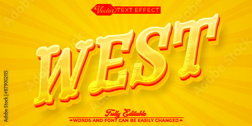 Shiny Yellow West Vector Editable Text Effect Template