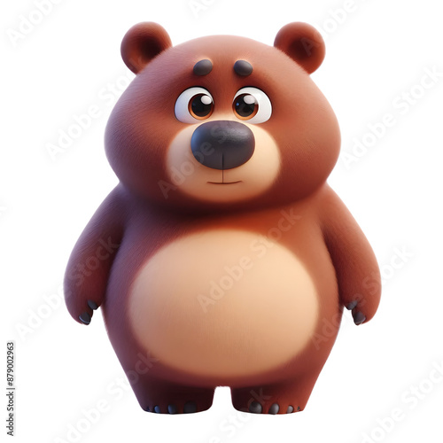 a funny looking bear, 3d rendering, isolated on transparent background