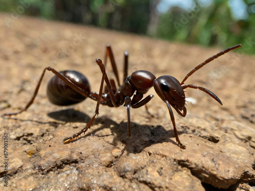 black ant on the ground