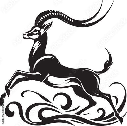 Gazelle design silhouette vector art work EPS file, free Download
