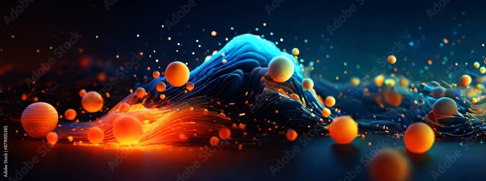 Naklejka premium This abstract, wallpaper-like background shows colorful digital arrows pointing up, symbolizing growth, ideal as a best-seller for tech concepts