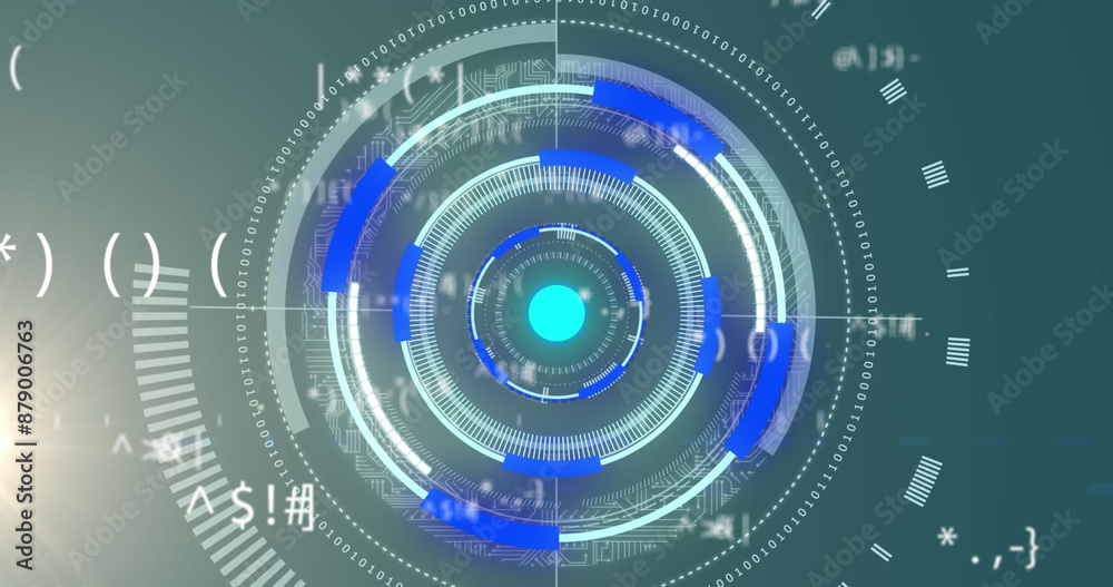 Image of processing circles and math formulas on grey background Image of processing circles and math formulas on grey background