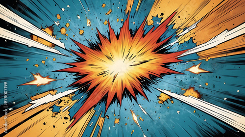 A comic book with an explosion emanating from it, abstract wallpaper and background, Comic style concept art

