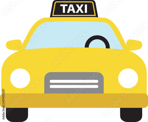 Yellow taxi cab cute flat icon illustration.