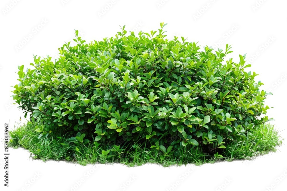 Fototapeta premium Green Bush Isolated on White Background. Shrub Plant in Garden
