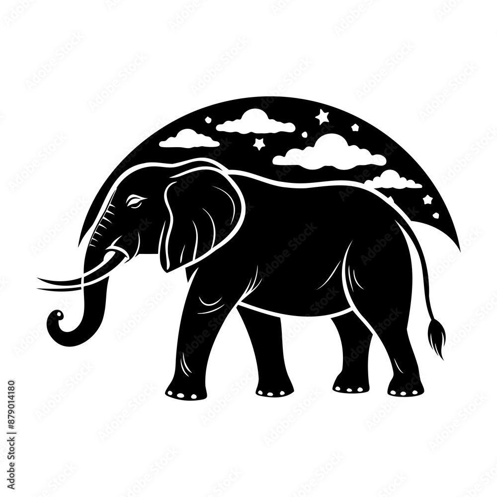 Fototapeta premium Elephant In Nature Silhouettes Collection
