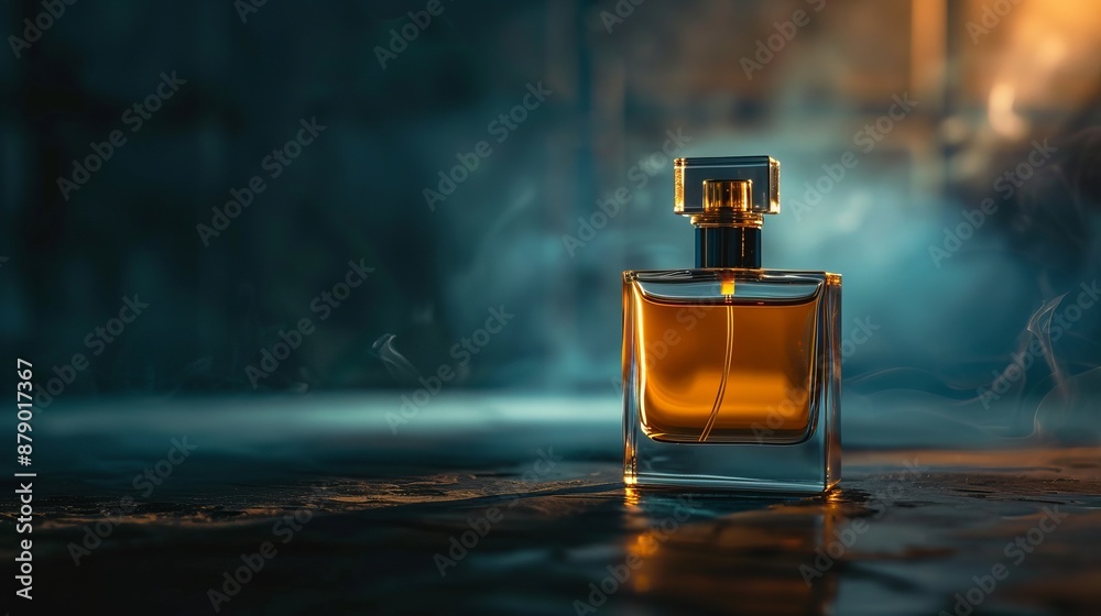 A close-up of a perfume bottle isolated against a dark background, highlighting its elegant design and luxurious appearance. A close-up of a perfume bottle isolated against a dark background, highlighting its elegant design and luxurious appearance.
