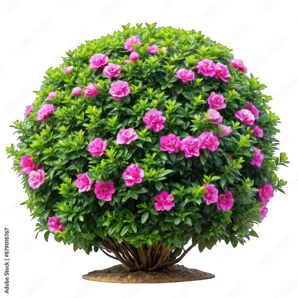 Obraz premium Lush garden bush with pink flower isolated on transparent background