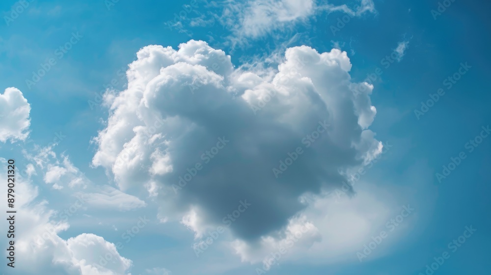 Heart shaped white cloud against blue sky blank space Heart shaped white cloud against blue sky blank space