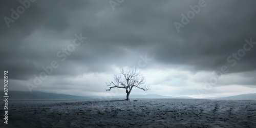 A bleak empty landscape representing despair hopelessness and isolation in existential crisis. Concept Bleak Landscape, Despair, Hopelessness, Existential Crisis, Isolation