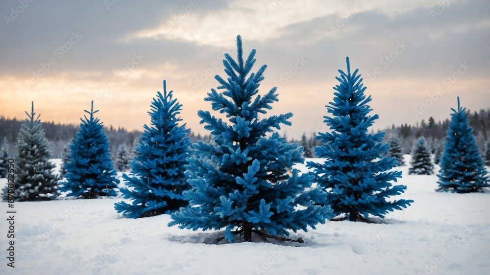 Blue Christmas trees on plain white background Blue Christmas trees on plain white background