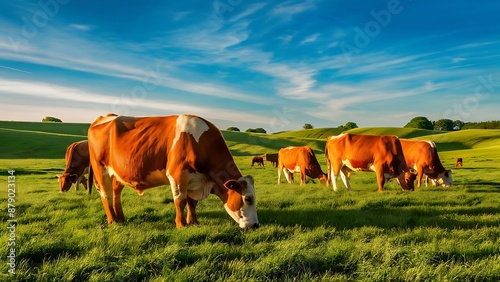 Tranquil Cattle Field Serene Rural Landscape with Grazing Livestock