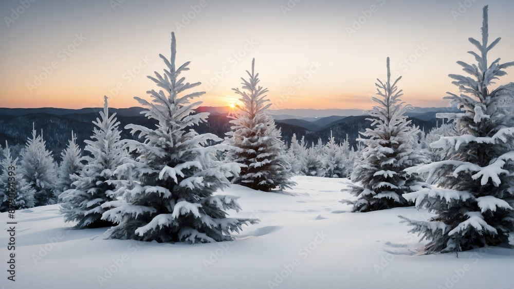 White Christmas trees on white background