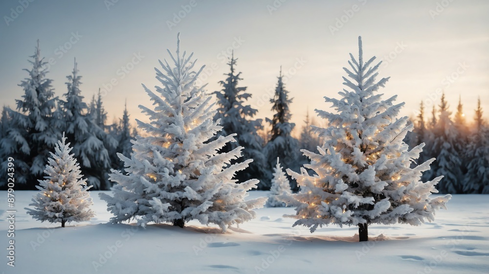 White Christmas trees on white background White Christmas trees on white background