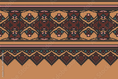 Colorful geometric ethnic pattern. Oriental, western, aztec, tribal traditional. seamless pattern. fabric, tile, background, carpet, wallpaper, clothing, sarong,wrapping, Batik, fabric,Vector pattern.