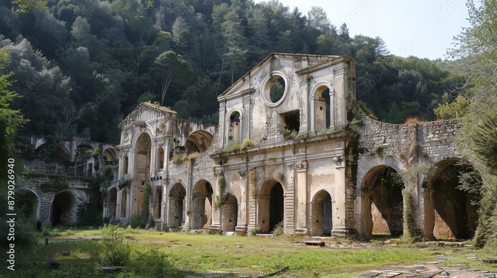 Fototapeta premium The Abbey of San Martino in Valle is a Benedictine abbey in ruins near the Gole di Fara San Martino, located in Fara San Martino in the province of Chieti.