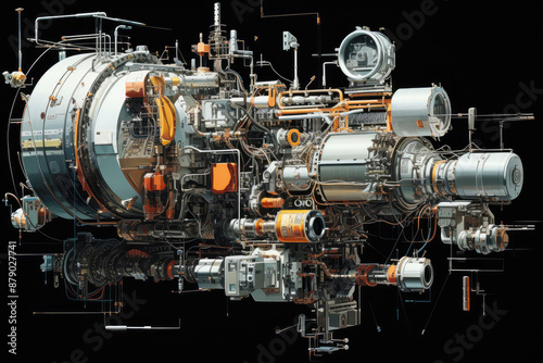 Fototapeta Naklejka Na Ścianę i Meble -  generated illustration of Space station on orbit of Earth planet view from outer space