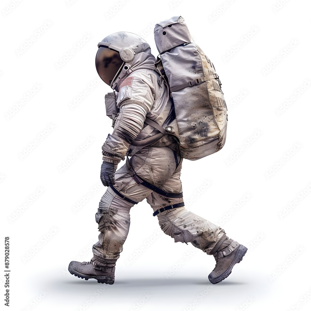 An astronaut flies through space on a white background,
An astronaut flies through space on a white background,