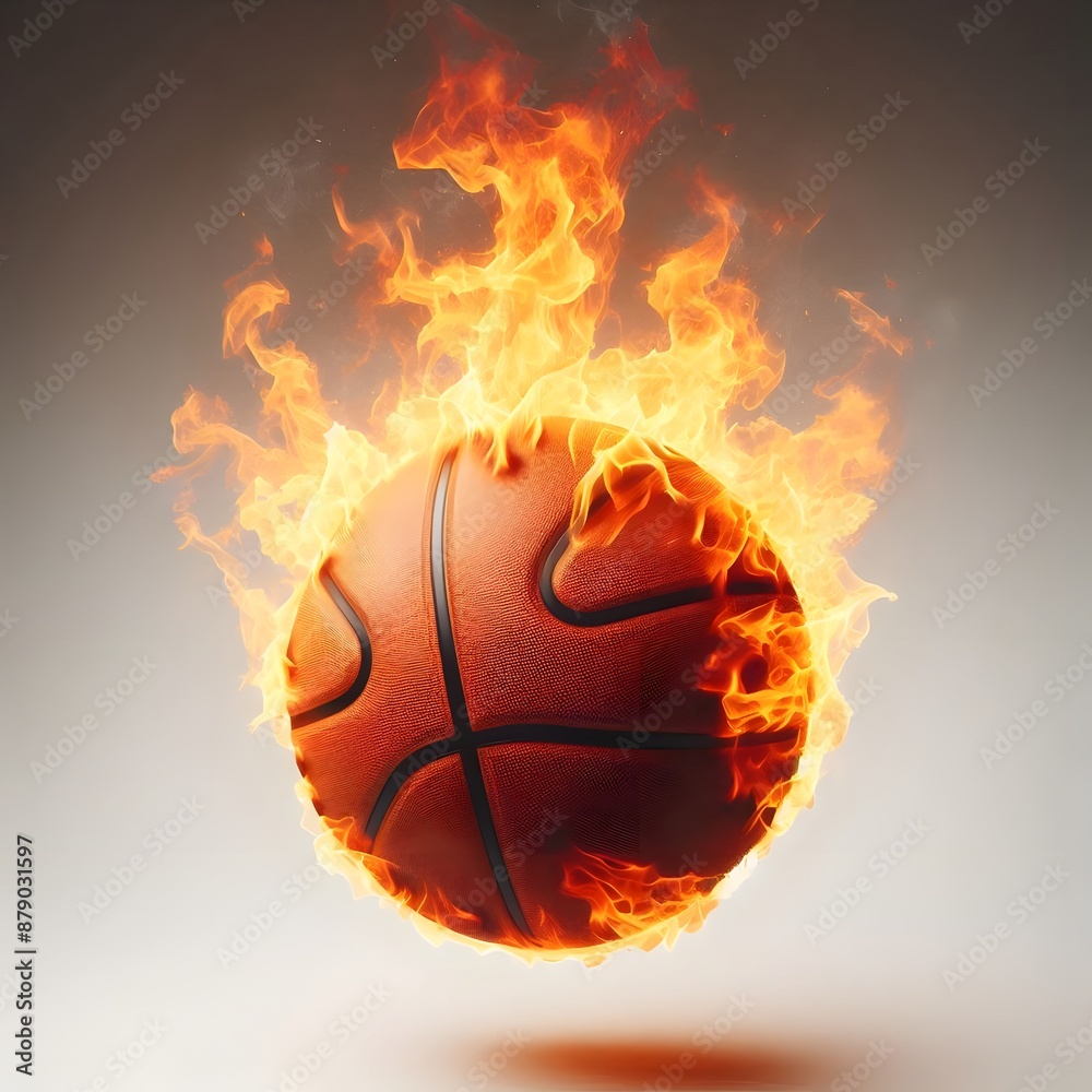 A basketball on fire isolated on white background A basketball on fire isolated on white background