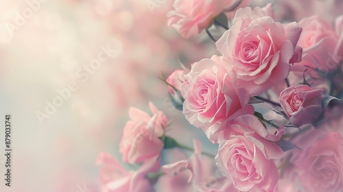 Fototapeta Naklejka Na Ścianę i Meble -  Soft pastel background with pink roses for romantic occasions