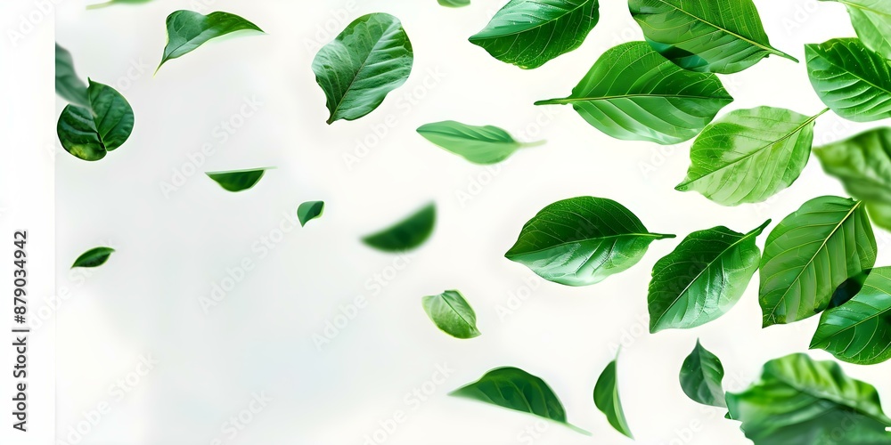 Leaves fluttering in the wind against a white background. Concept Nature, Wind, Motion, Leaves, White Background Leaves fluttering in the wind against a white background. Concept Nature, Wind, Motion, Leaves, White Background