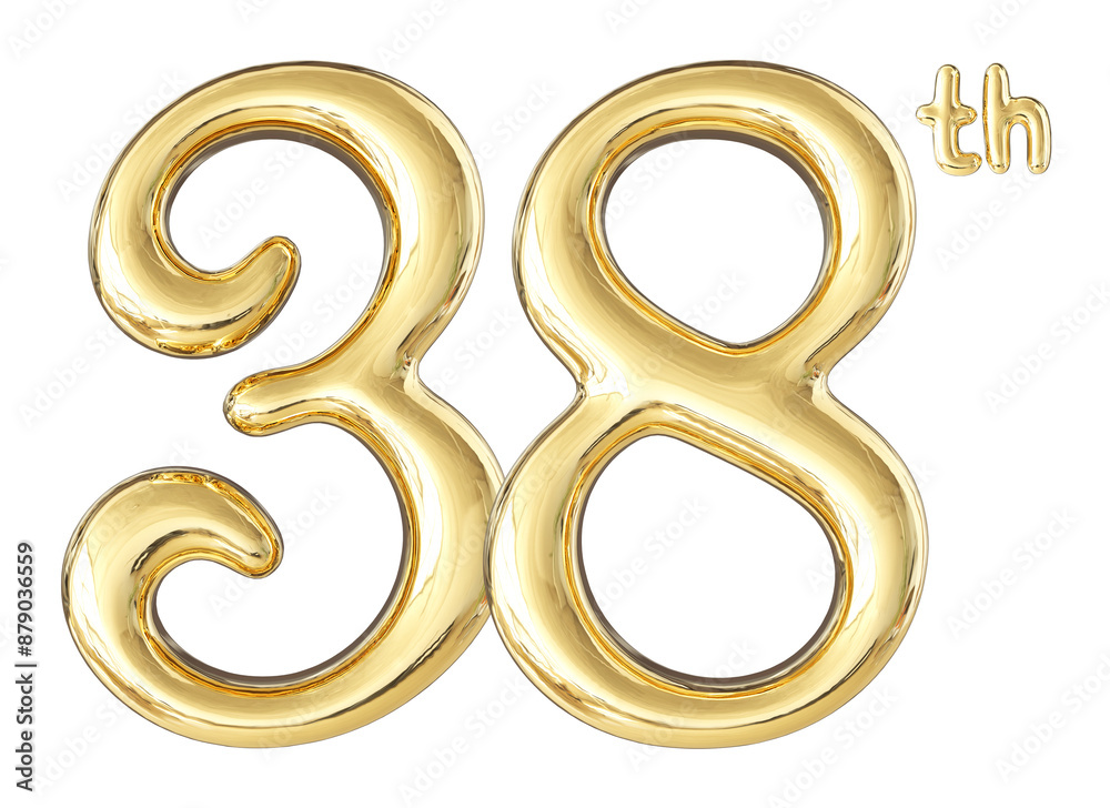 38th Anniversary Gold Number 3D 38th Anniversary Gold Number 3D