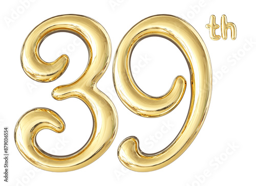 39th Anniversary Gold Number 3D