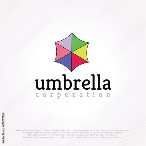 Free Download minimalist illustration of a colorful umbrella logo design top view - GFXLoad