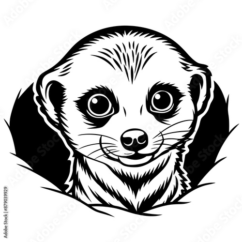 T-shirt Design Vector A Curious Meerkat Pup Peeking Out of a Hole Vector design and illustration