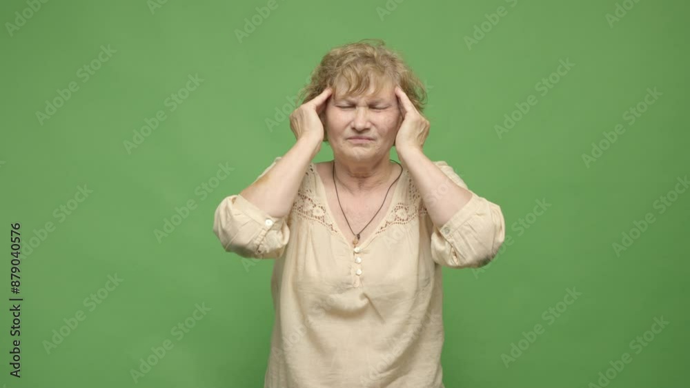 Elderly woman with strong headache Elderly woman with strong headache