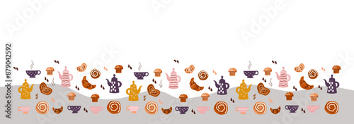 Tea party, afternoon snak , pasrty or cafe themed concept background.