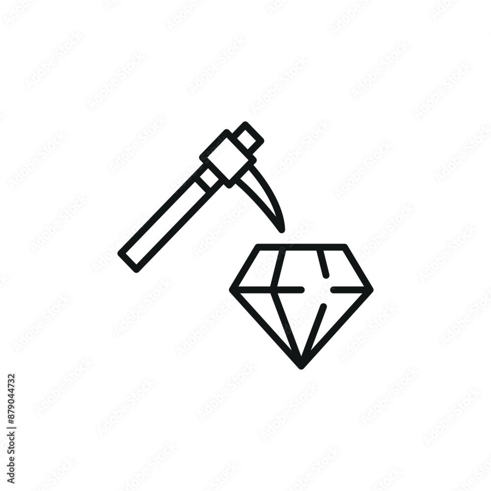 Pickaxe and diamond icon. Simple pickaxe and diamond icon for social media, app, and web design. Vector illustration. Pickaxe and diamond icon. Simple pickaxe and diamond icon for social media, app, and web design. Vector illustration.