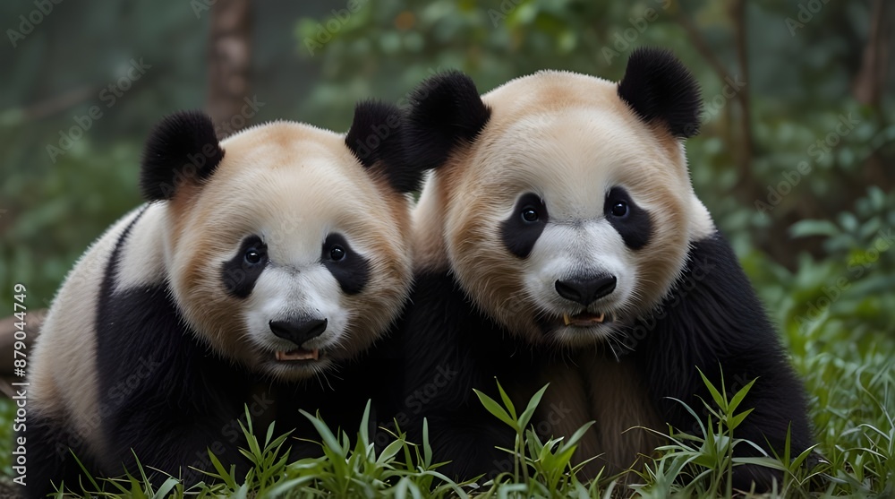 Two years aged young giant Pandas (Ailuropoda melanoleuca), Chengdu, Sichuan, China. generative.ai Two years aged young giant Pandas (Ailuropoda melanoleuca), Chengdu, Sichuan, China. generative.ai