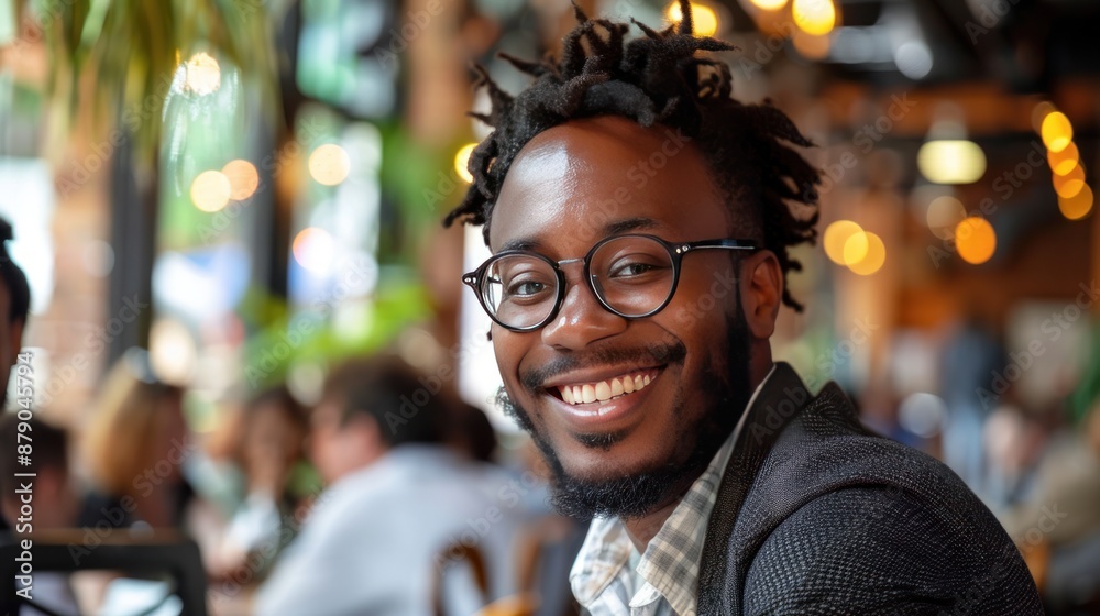 A Smiling Man with Dreadlocks in a Cafe A Smiling Man with Dreadlocks in a Cafe