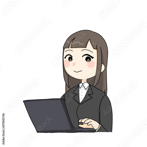 PCを操作するOL