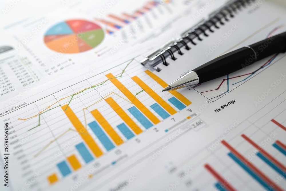 Close-up of colorful business charts Close-up of colorful business charts