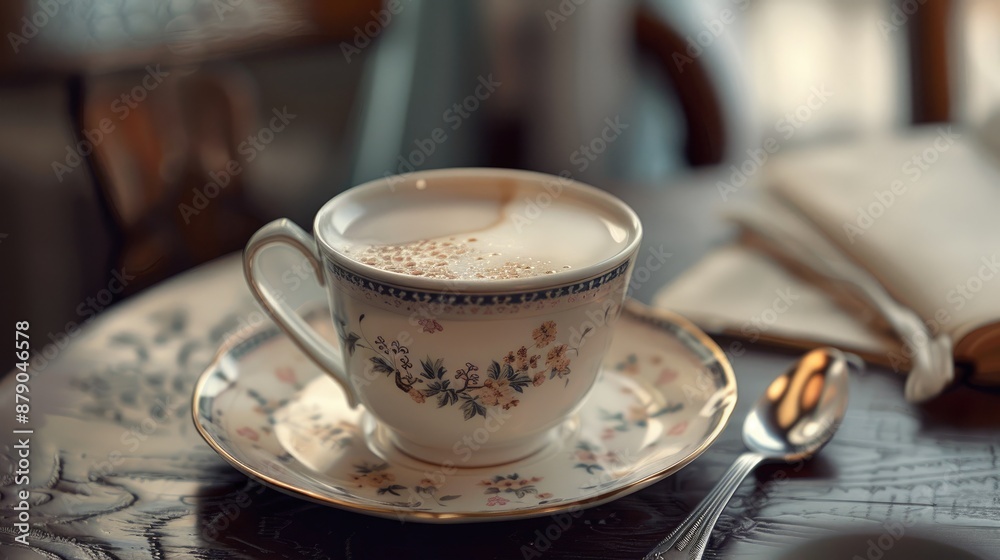 Coffee with milk served in a cup