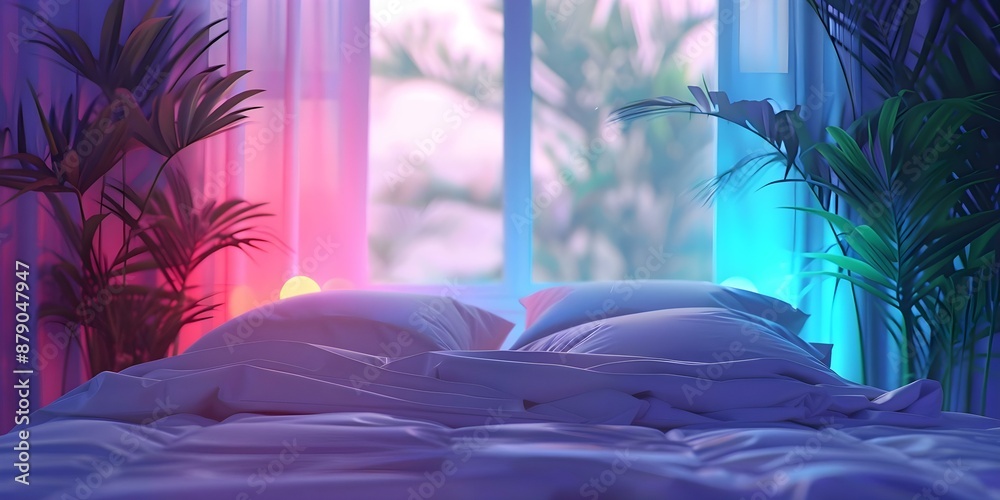 Φωτογραφία Lofi Vibes Anime-Inspired Room with Jungle View, Hip-Hop Lights, and Colorful Coziness