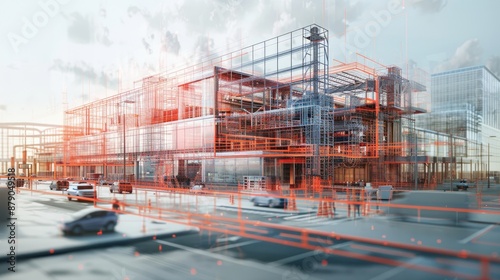Detailed BIM model showing the structural elements of a large infrastructure project.
