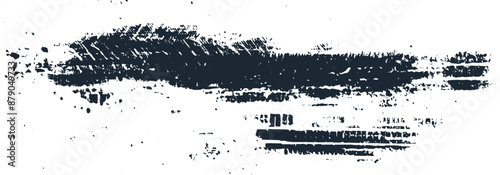 Obraz na płótnie Mud tire tracking. Dirt track from the car wheel protector. Tire mark silhouette. Grunge overlay texture. Abstract black pattern. Vector illustration, EPS 10. w salonie