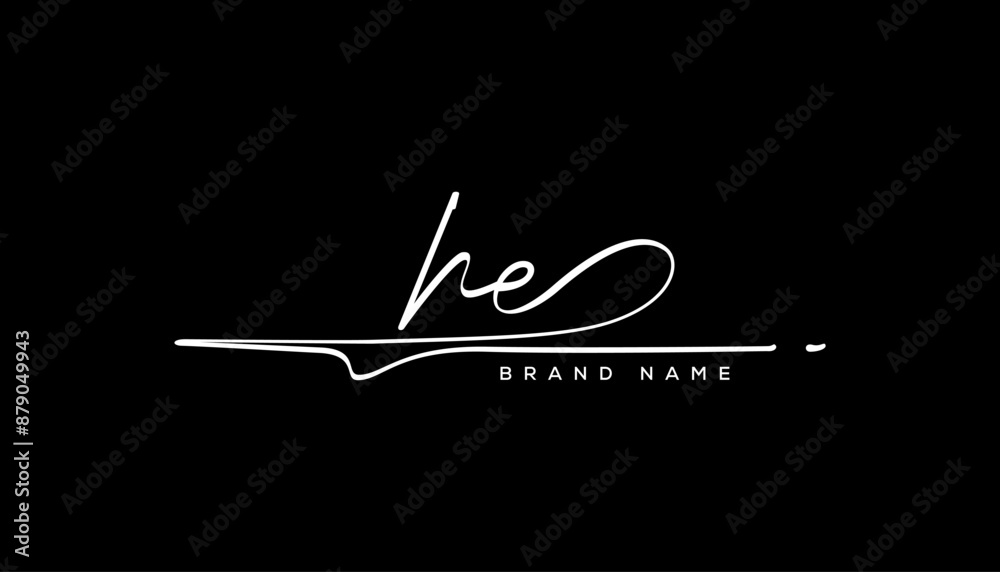 HE letter beauty handwriting vector logo. HE letter beauty handwriting vector logo.